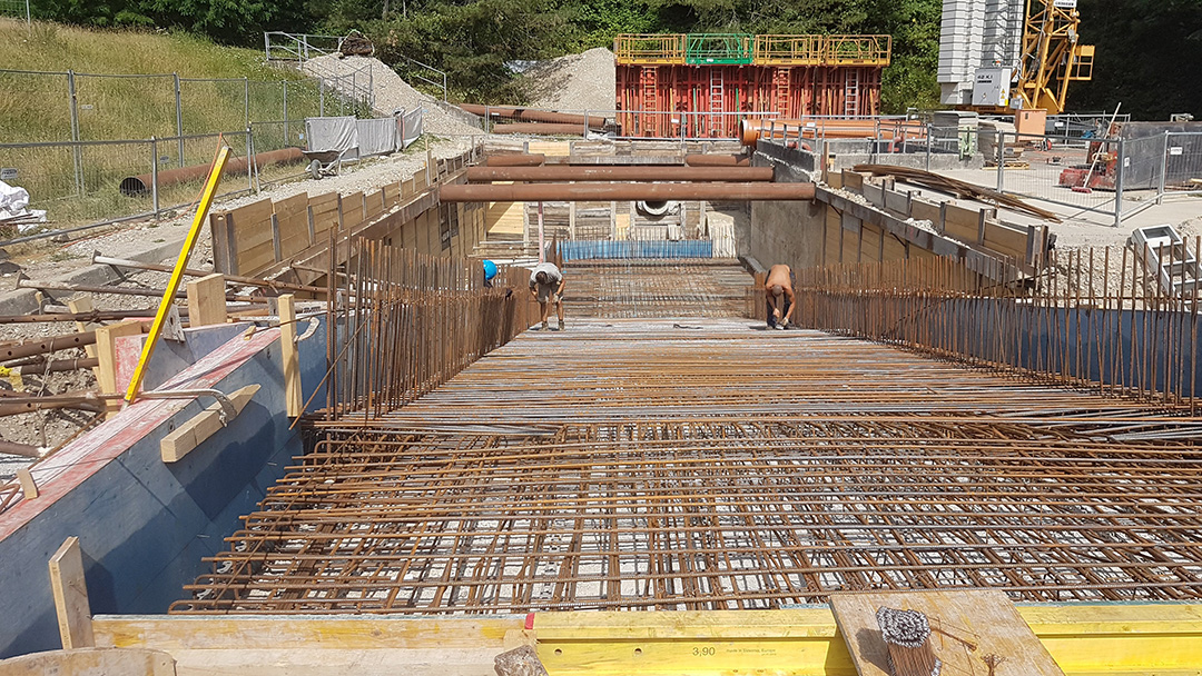 Vulcain - Construction de la rampe de la prise d'eau